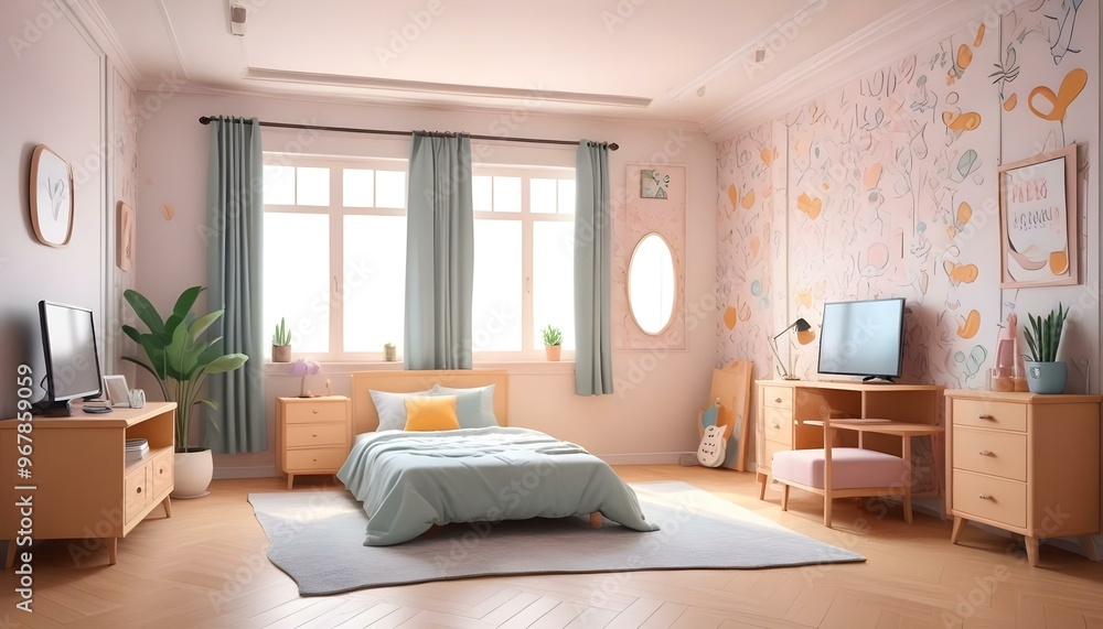 Photo interior modern design room 3d illustration; Photo interior modern design room 3d illustration;