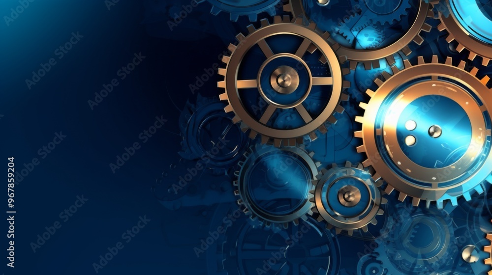 Blue and Gold Gears Abstract Background Design Blue and Gold Gears Abstract Background Design