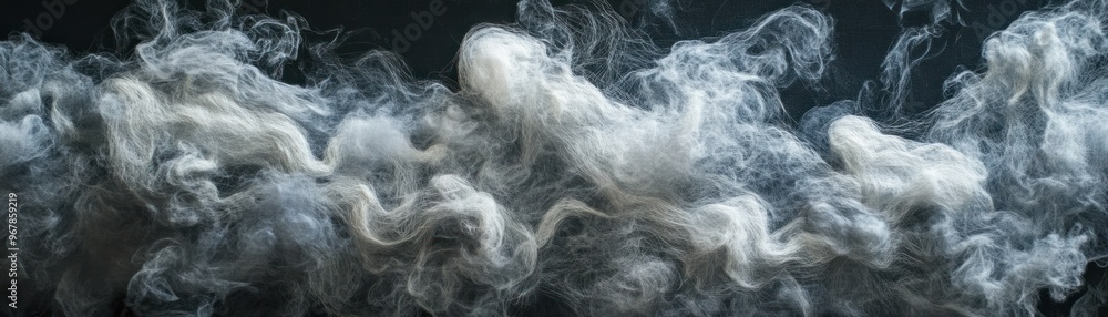 Obraz premium Abstract White Fiber Swirls on a Black Background