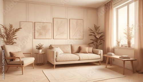 Wallpaper Mural Photo interior modern design room 3d illustration; Torontodigital.ca