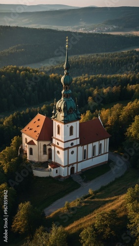 Church above Susice town in Czech Republic photo