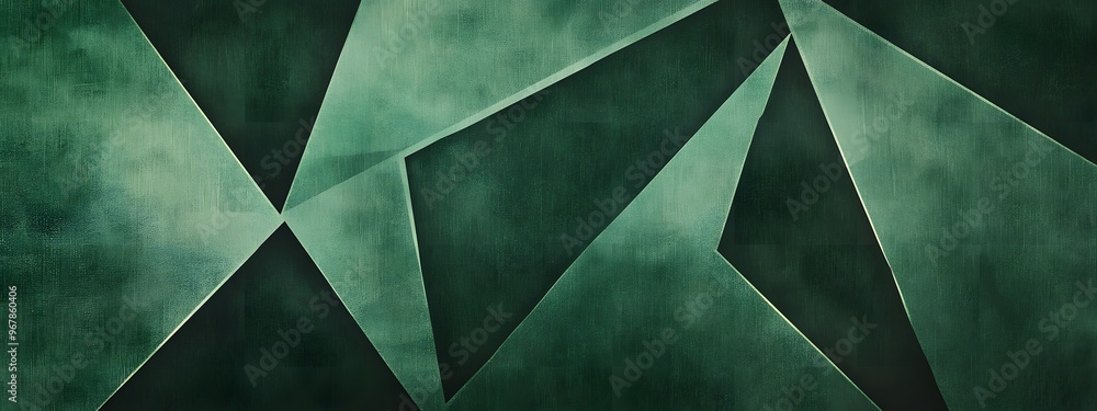 Green gradient background with low-poly geometric shapes Green gradient background with low-poly geometric shapes