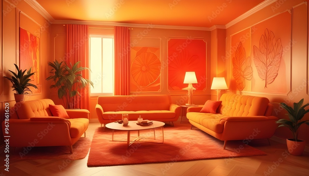 Photo interior modern design room 3d illustration; Photo interior modern design room 3d illustration;