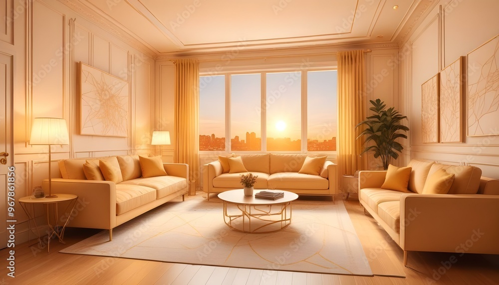 Fototapeta premium Photo interior modern design room 3d illustration;