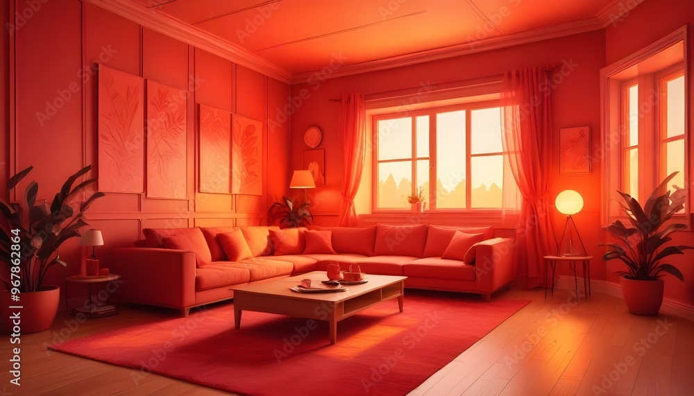 Fototapeta premium Photo interior modern design room 3d illustration;