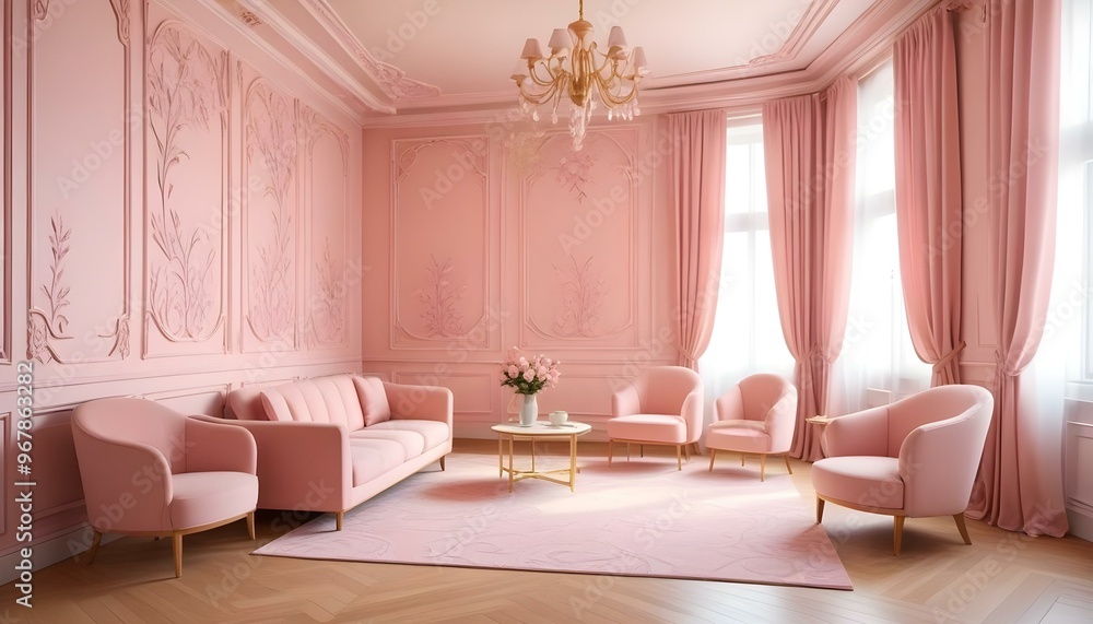 Fototapeta premium Photo interior modern design room 3d illustration;