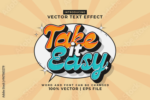 Editable text effect Take It Easy 3d cartoon style premium vector