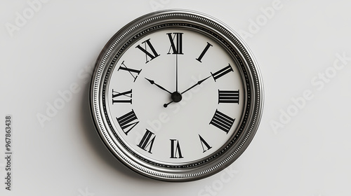 Time at quarter past o clock - classic analog clock on white background - 3d illustration. Mechanical Clock. Illustration