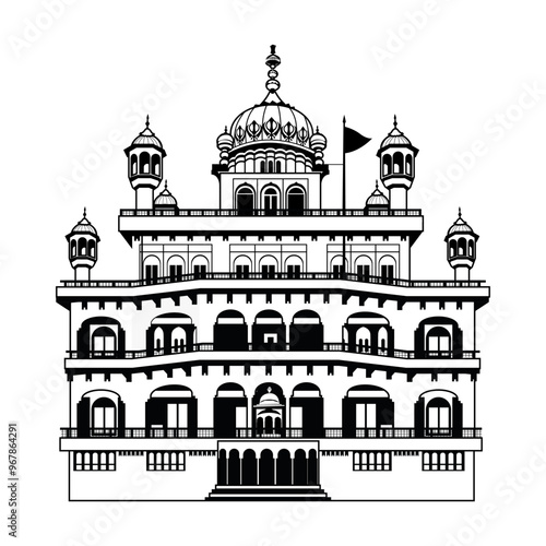 Isolated Vector building illustration Shiromani Gurdwara Parbandhak