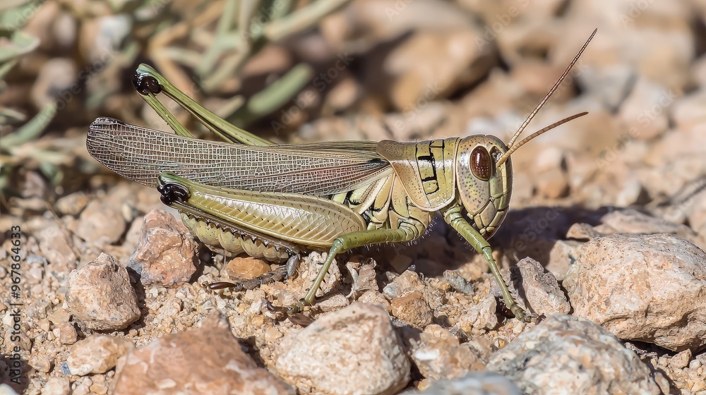 Closeup of a Grasshopper on Rocky Terrain Closeup of a Grasshopper on Rocky Terrain
