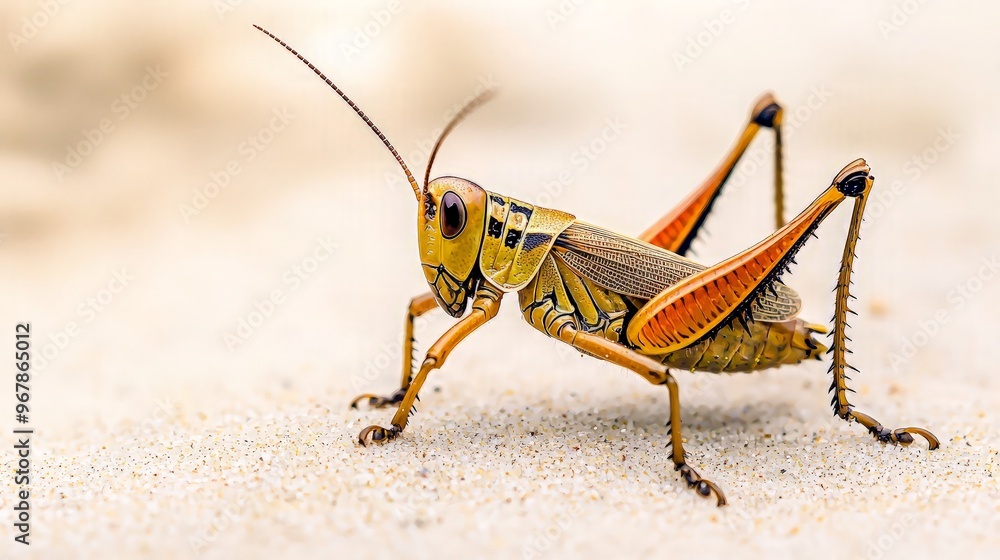 Close-Up of a Grasshopper on Sand Close-Up of a Grasshopper on Sand