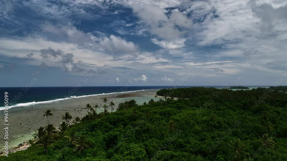 Aerial view of a tropical island with lush vegetation and beautiful coastline, Rarotonga, Cook Islands. Aerial view of a tropical island with lush vegetation and beautiful coastline, Rarotonga, Cook Islands.