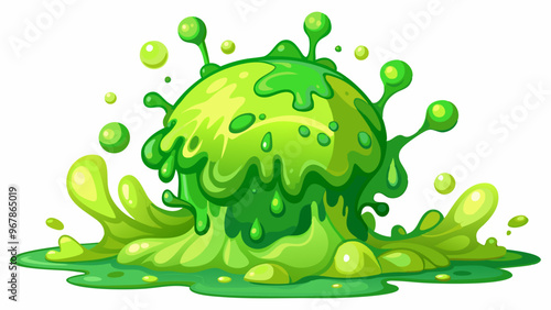 Liquid green slime splashes, border and frames from dripping poison goo. Vector cartoon set of fluid mucus drops and blobs. Illustration of sticky ooze splatters isolated on white background