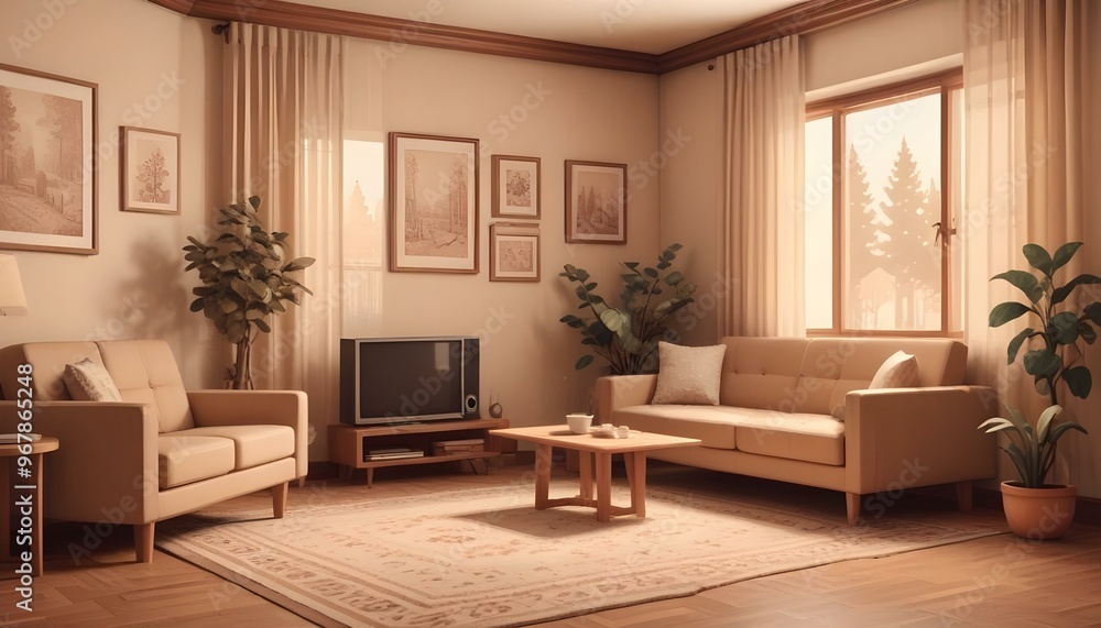 Photo interior modern design room 3d illustration; Photo interior modern design room 3d illustration;