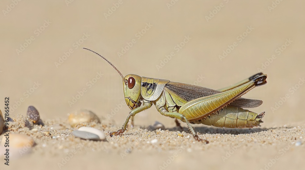 Close-up of a Grasshopper on Sand Close-up of a Grasshopper on Sand