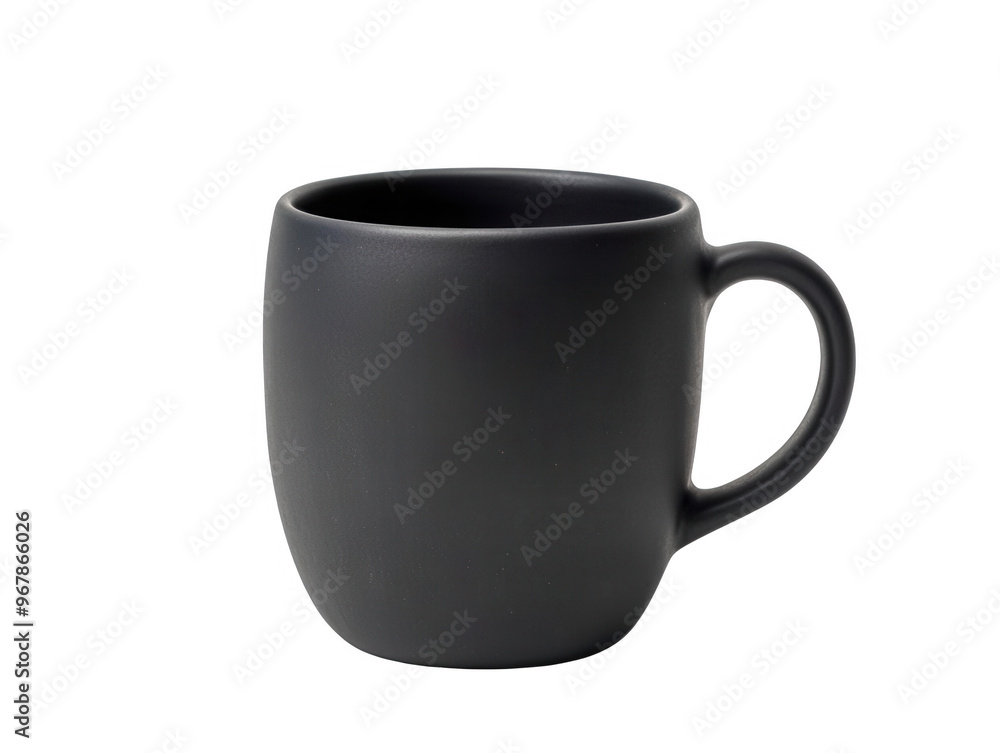 Elegant black ceramic mug with a modern design, perfect for hot beverages, coffee, or tea in a minimalist setting, PNG, transparent, No background. Elegant black ceramic mug with a modern design, perfect for hot beverages, coffee, or tea in a minimalist setting, PNG, transparent, No background.