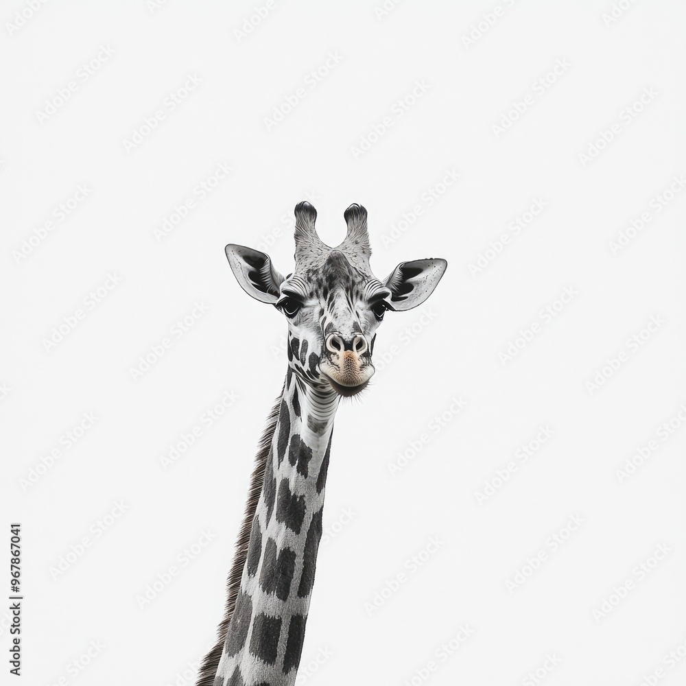 Obraz premium Curious giraffe posing on white background