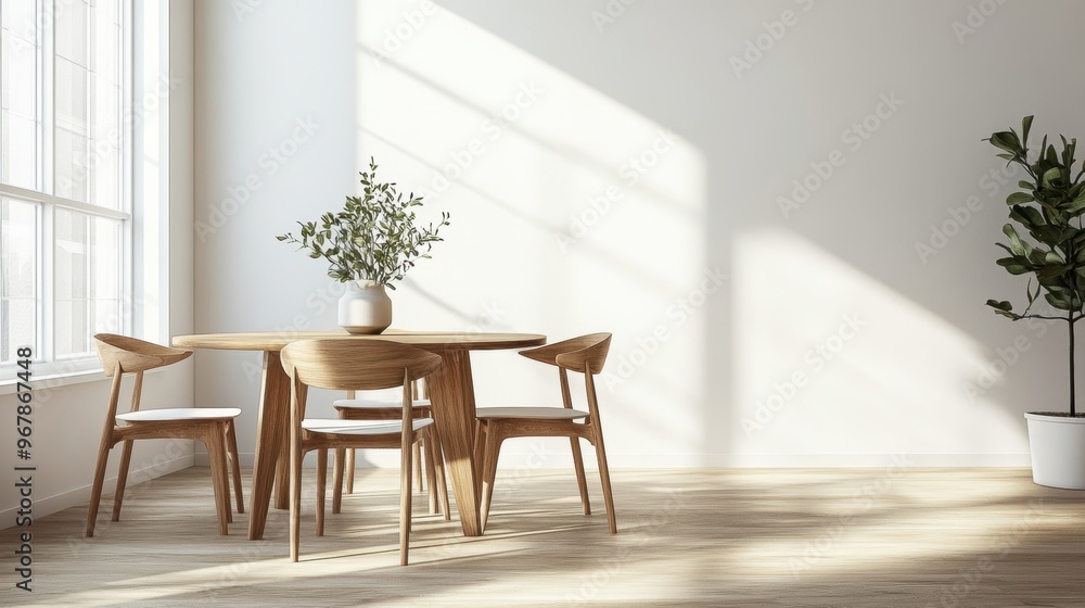 sleek wooden dining set in minimalist scandinavian style for a contemporary dining room interior sleek wooden dining set in minimalist scandinavian style for a contemporary dining room interior