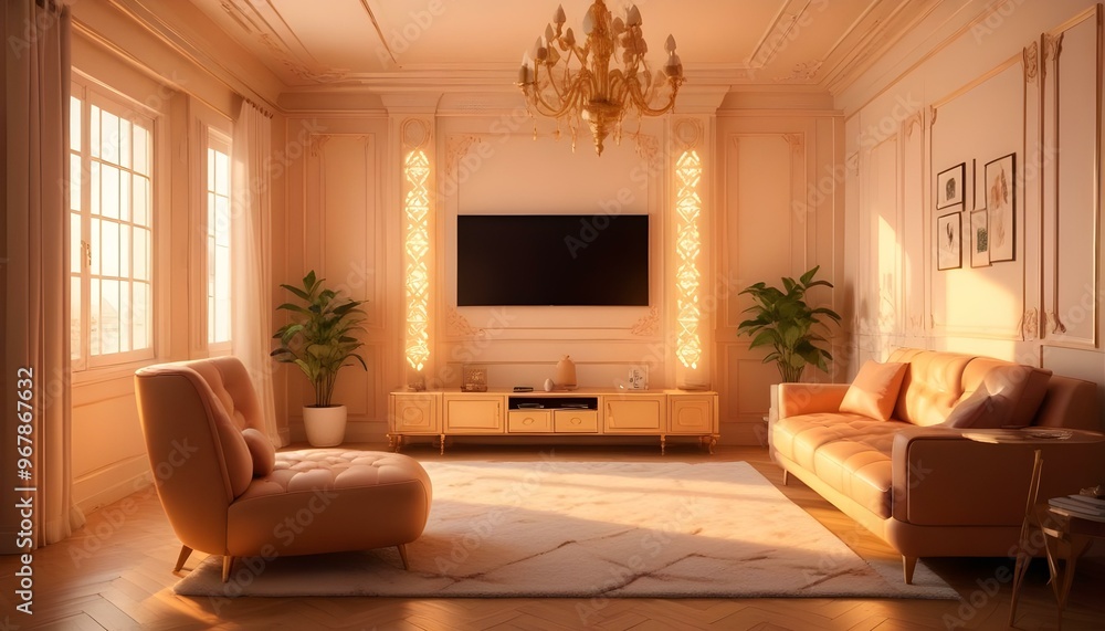 Photo interior modern design room 3d illustration; Photo interior modern design room 3d illustration;