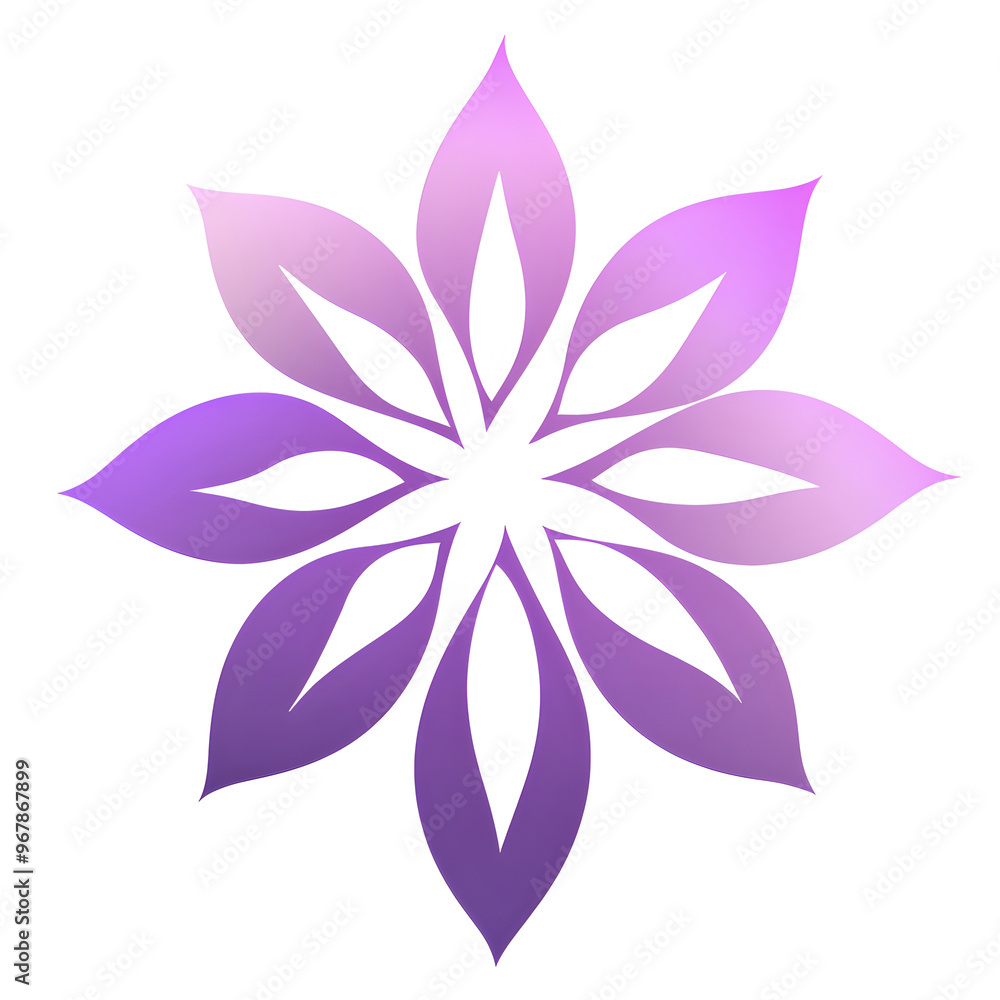 Stylized Lotus Flower with Symmetrical Petals in a Gradient of Soft Pink and Purple Hues, Perfect for Mindfulness, Meditation, and Zen Art Concepts Stylized Lotus Flower with Symmetrical Petals in a Gradient of Soft Pink and Purple Hues, Perfect for Mindfulness, Meditation, and Zen Art Concepts