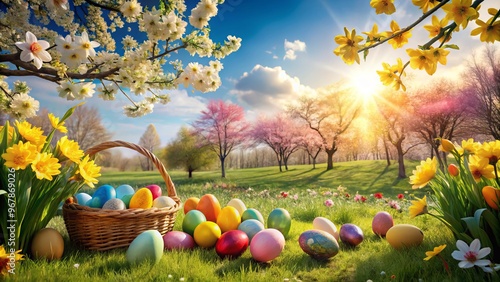 Lively spring Easter scenes photo