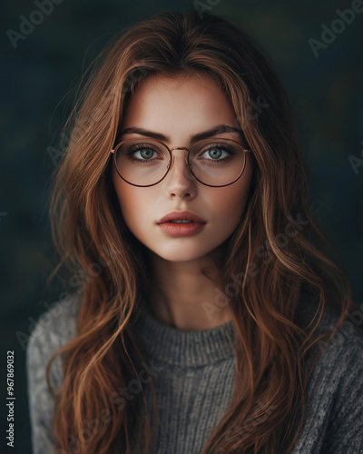 Wallpaper Mural Portret pięknej młodej kobiety w okularach z dużymi oprawkami Torontodigital.ca
