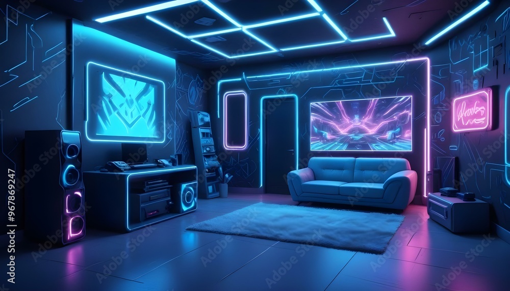 Photo interior modern design room 3d illustration; Photo interior modern design room 3d illustration;