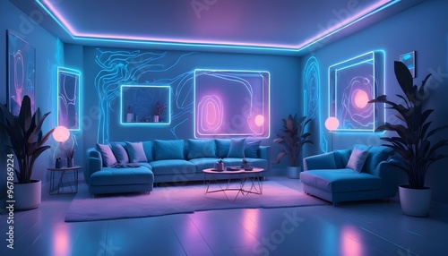 Photo interior modern design room 3d illustration;