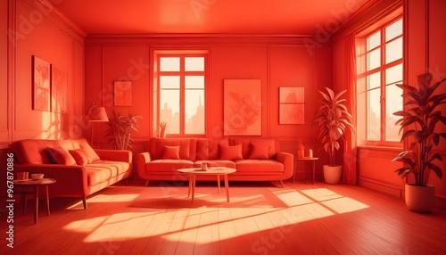 Photo interior modern design room 3d illustration;