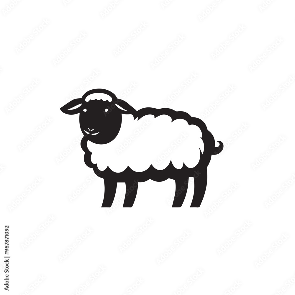 Obraz premium Sheep in cartoon, doodle style . Image for t-shirt, web, mobile apps and ui. Isolated 2d vector illustration in logo, icon, sketch style, Eps 10, black and white. AI Generative