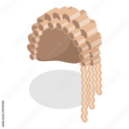 3D Isometric Flat Vector Set of Elegant And Ornate Hairpieces, Medieval Style. Item 5