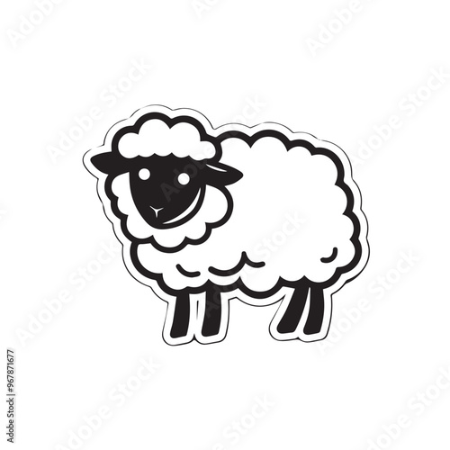 Sheep in cartoon, doodle style . Image for t-shirt, web, mobile apps and ui. Isolated 2d vector illustration in logo, icon, sketch style, Eps 10, black and white. AI Generative