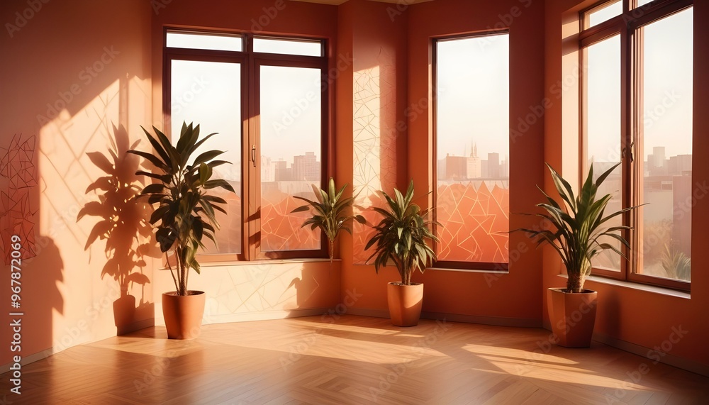 Photo interior modern design room 3d illustration; Photo interior modern design room 3d illustration;