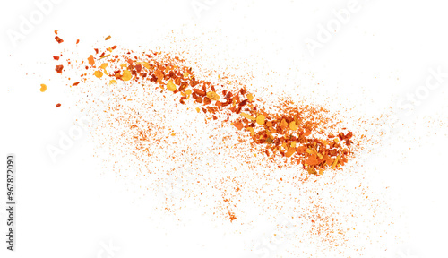 pile of ground red chili pepper paprika, dry paprika powder spice, graphic element isolated on a transparent background