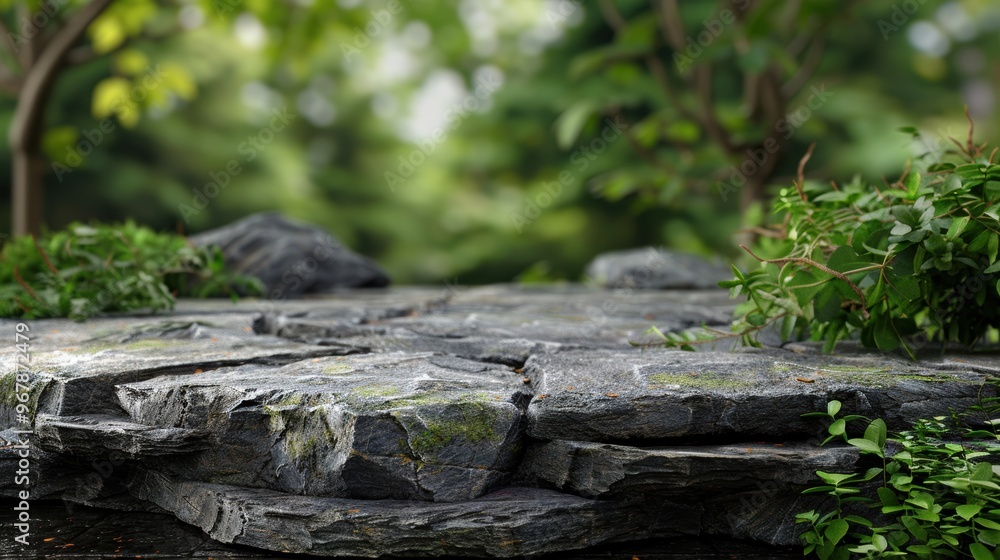 A rock ledge with a few plants growing on it A rock ledge with a few plants growing on it