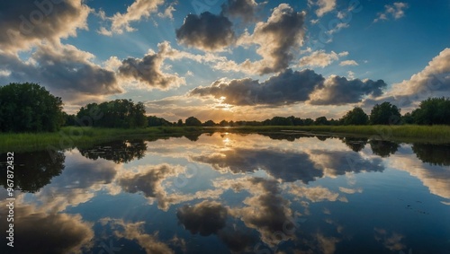 Cloud reflection in pond, St. Petersburg