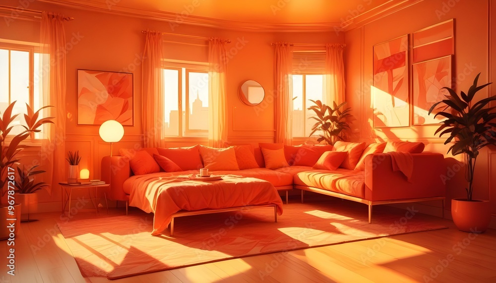 Photo interior modern design room 3d illustration; Photo interior modern design room 3d illustration;