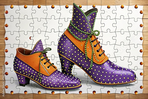 Math graphing activity Halloween witch's shoes mystery picture connect dots solve puzzle photo