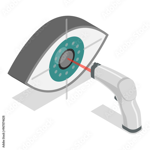 3D Isometric Flat Vector Illustration of Lasik Surgery, Ophthalmology Clinic. Item 1
