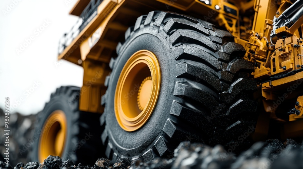 Close-up of a Large Yellow Construction Vehicle Tire Close-up of a Large Yellow Construction Vehicle Tire