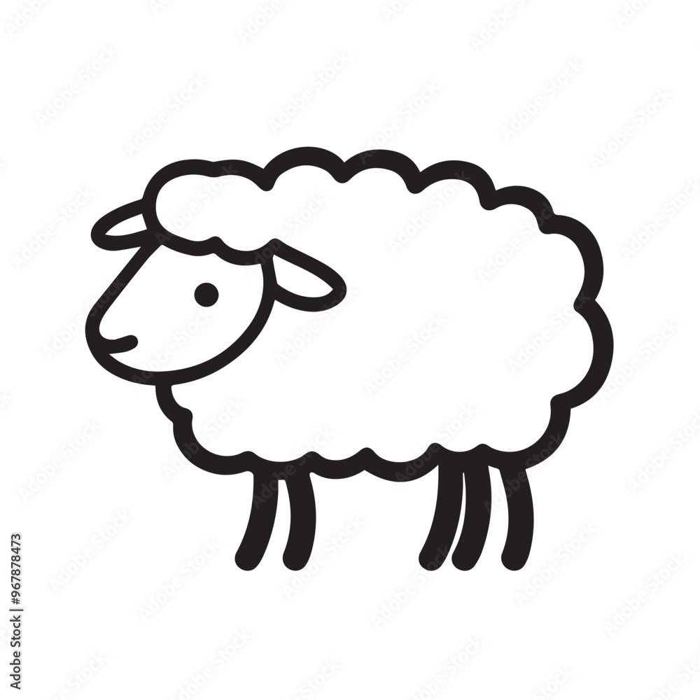Obraz premium Sheep in cartoon, doodle style . Image for t-shirt, web, mobile apps and ui. Isolated 2d vector illustration in logo, icon, sketch style, Eps 10, black and white. AI Generative