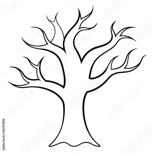 Halloween Ghost Tree Vector Silhouette.