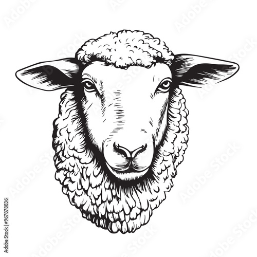 Sheep in cartoon, doodle style . Image for t-shirt, web, mobile apps and ui. Isolated 2d vector illustration in logo, icon, sketch style, Eps 10, black and white. AI Generative