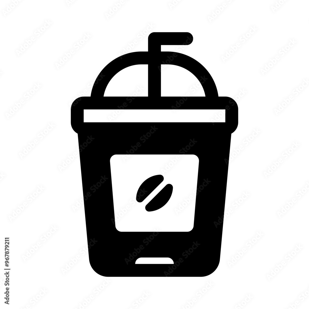 Ice Coffee Glyph Icon. Single icon, glyph vector icon Ice Coffee Glyph Icon. Single icon, glyph vector icon
