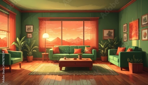 Photo interior modern design room 3d illustration;