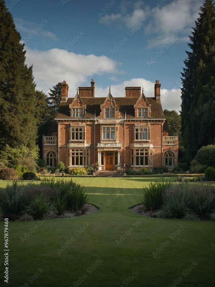 Edwardian manor house in the English countryside style with modern design elements. Edwardian manor house in the English countryside style with modern design elements.