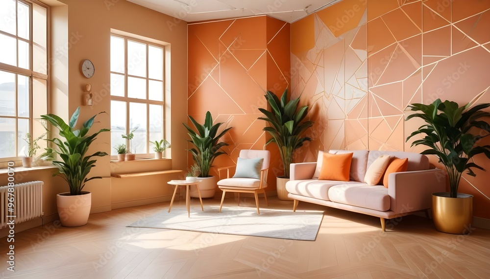 Photo interior modern design room 3d illustration; Photo interior modern design room 3d illustration;