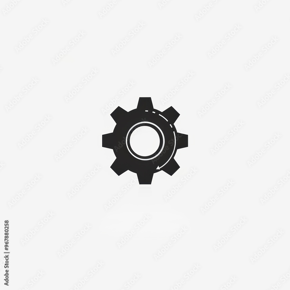 A black and white gear with a white background A black and white gear with a white background