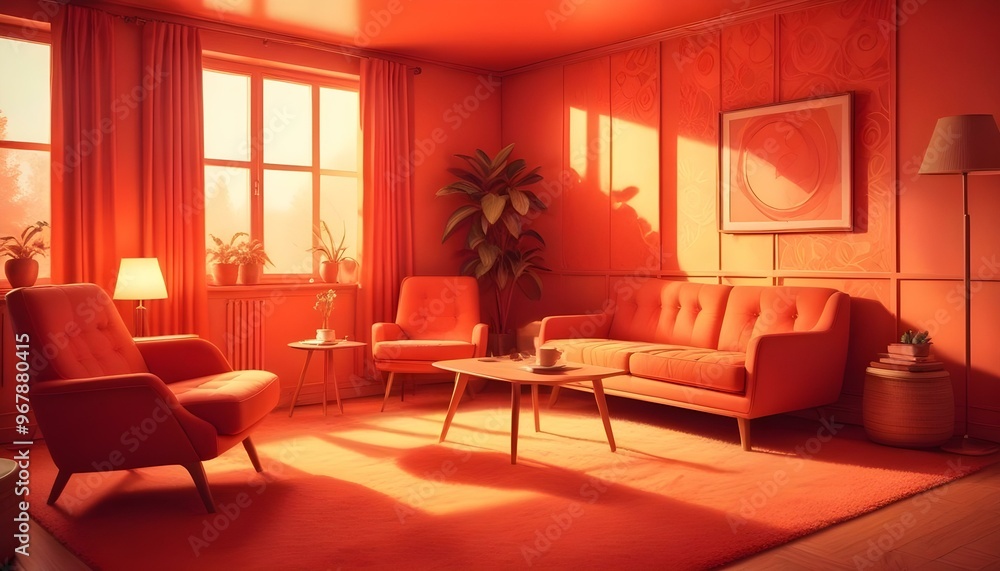 Obraz premium Photo interior modern design room 3d illustration;