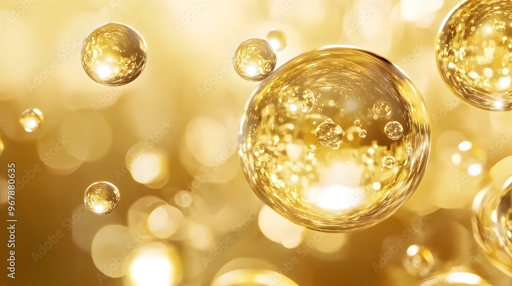 Golden Bubble Abstract Art for Cosmetics Promotion Golden Bubble Abstract Art for Cosmetics Promotion